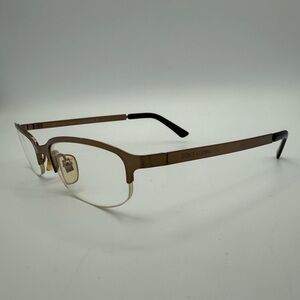 Dolce & Gabbana Half Rim Eyeglasses Bronze 140 Italy Gold Logo Oval Prescription
